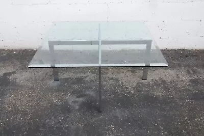 Mid Century Modern Chrome And Square Glass Top Coffee Table Made In Italy 3614 • $505.75