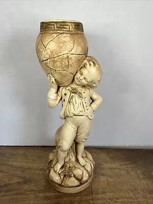 Vintage Marwal Statue Figurine Boy Carrying Pot Water Jug 12  Read • $24.99