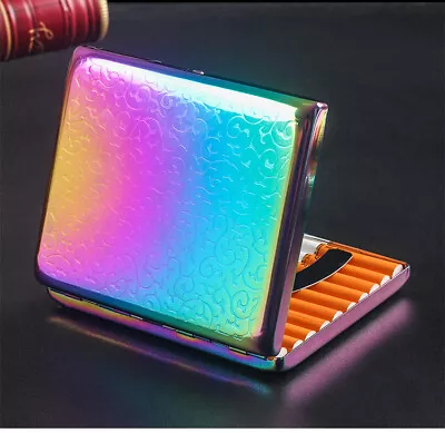Engraved Colorful Metal Box Cigarette Container Tobacco Smoke Case Cigar Holder • $13.18