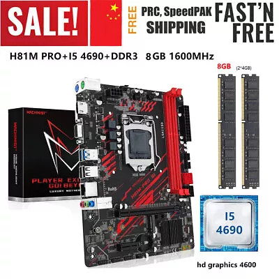 H81 Motherboard LGA 1150 With I5 4690 CPU Processor With 8GB DDR3 RAM Combo Kit • $112.99