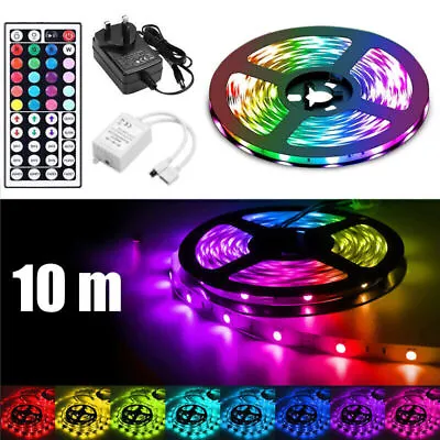 LED Strip Lights 5-20M 5050 RGB Colour Change Tape Cabinet TV Lighting UK Plug • £12.92