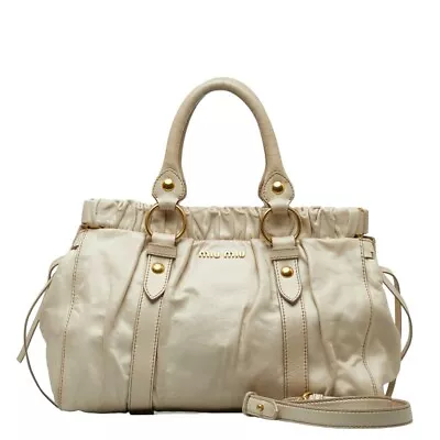 MIUMIU Vittero Luxe Handbag Shoulder Bag 2Way Rt0383 White Leather Ladies • $218.46