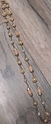 $10 • Buy J. Crew Pearl Rhinestone Peach/Pink Acrylic Strand Necklace 