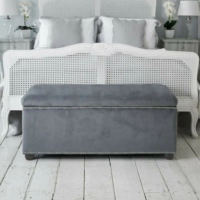 £89.99 • Buy Velvet Ottoman Storage Box Blanket Toy  Bedroom Bench Dressing Table Seat Stool
