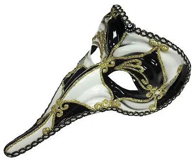 **Loki Black White Mask - Deluxe Masquerade Ball Accessory Men** • £12.55