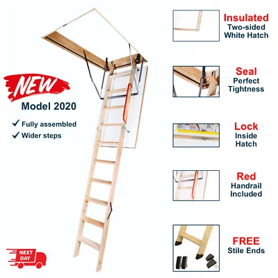 Optistep Wood Timber Folding Loft Ladder Hatch 70cm X 120cm (280cm) Attic Stairs • £161.98