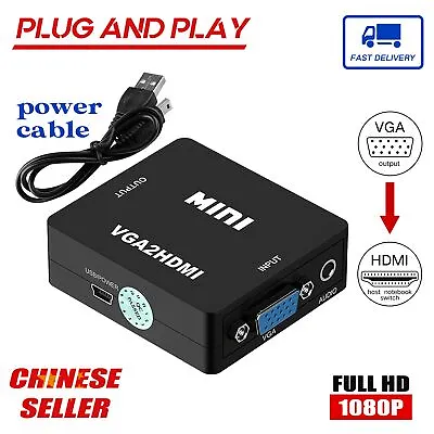 VGA To HDMI 1080P Full HD Mini VGA To HDMI Audio Video Converter Adapter New • $6.99