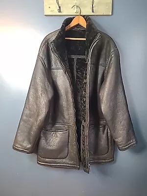 Authentic MILESTONE Germany Shearling Black Lamb Leather Jacket Size 52 • $90