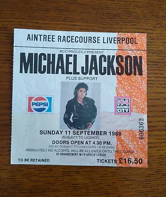 Michael Jackson Bad Tour Aintree Racecourse Liverpool 1988 Original Ticket Stub • £24.99