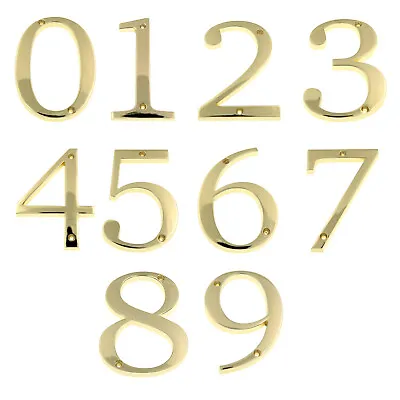 Large 5  Polished Brass Metal Flush House Address Numbers Bold Readable Font • $10.77
