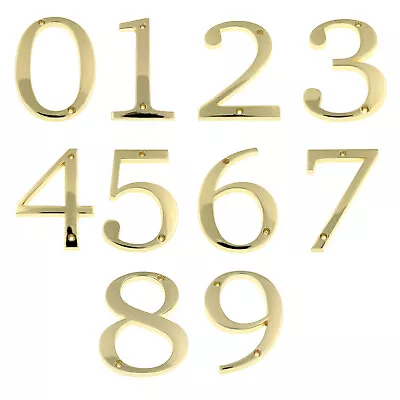 Polished Brass Metal 4  Flush House Address Numbers Bold Readable Font • $8.95