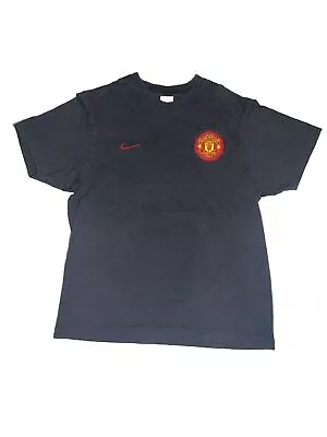 Nike Manchester United EPL Soccer 100% Cotton Black T Shirt Men’s Size Large • $16