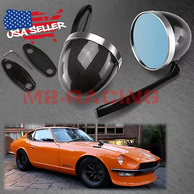 Universal Real Carbon Fiber Hotrod Bullet Muscle Car Vintage Fender Side Mirror • $99.99