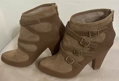Miss Albright Specialty Gold Buckle Booties Size 9.5 • $30
