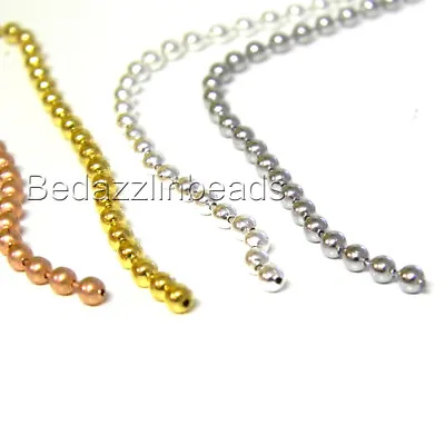 $4.34 • Buy Round 2.4mm Dog Tag Beaded Ball Metal Chain Sold Bulk By The Yard Unfinished