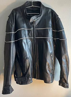 Vintage Leather King Men's Size 48 THICK Black Motorcycle Jacket Thinsulate • $119