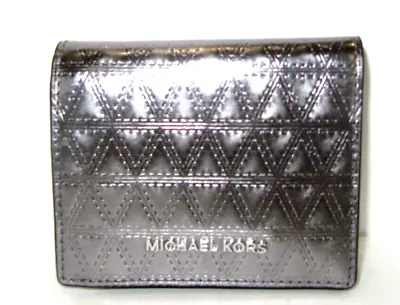 Michael Kors Gunmetal Metallic Leather Small Bi-fold Wallet NWT • $56.99