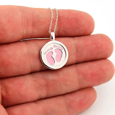 Sterling Silver 925 Baby Girl Footprint Necklace Pendant Charm With Chain N24 • $48.99