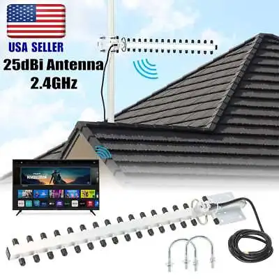 RP-SMA 2.4GHz 25dBi Directional Outdoor Wireless Yagi Antenna WiFi For Router US • $14.89