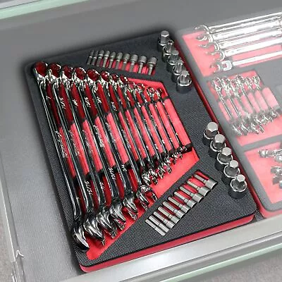 Organizer Tool Drawer 15  X 10  Wrench Holder Red Black Foam W 4 Extra Pockets • $19.17