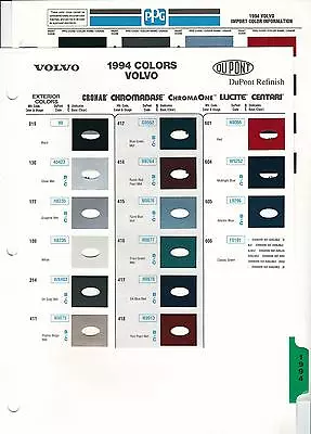 1994 And 1995 Volvo 850 940 Paint Chips (dupont And Ppg) • $17.95