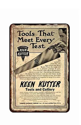 Keen Cutter Hand Saw Advertising  Metal Tin Sign  8x12 Disrtressed Art Image • $28.95