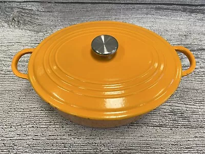 Le Creuset Oval Casserole Dish Dutch Oven Cast Iron Yellow F (29) • £120