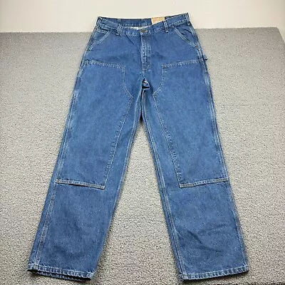 Carhartt Jeans Mens 40X34 Blue Denim Carpenter Double Knee Work Wear B73 Dst • $59.89