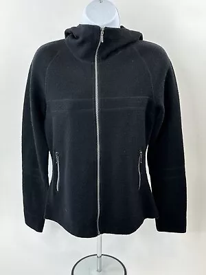 Ibex Fleece Jacket Womens Small Black  Merino Wool Blend Full Zip Hooded • $42.88