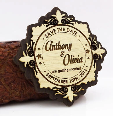 $81.39 • Buy Rustic Wedding Save The Date Wooden Magnet 20 Custom Engraved Wooden-DUB