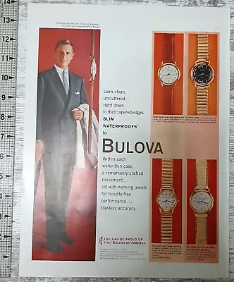 $10.37 • Buy 1959 Bulova Vintage Print Ad Watches Slim Waterproof Man Suit Timepiece Overcoat