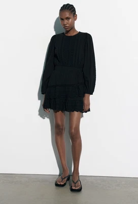 £20 • Buy Zara Black Short Lace Trim Dress Size Xs 6/8 Rrp £45