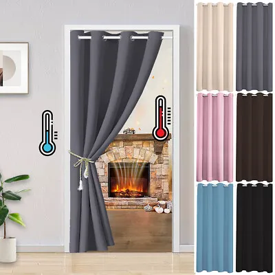 £19.55 • Buy Blackout Door Curtain Thermal Eyelet Ring Top Panel Drapes Single Solid Curtain
