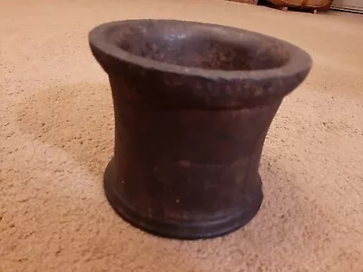 Antique Cast Iron Mortar 14+ Lbs 5 1/4  X 6 3/8  - Side Casting Mark? No Pestle  • $27.99