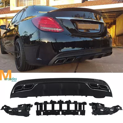 For Mercedes Benz W205 2014-2019 Rear Diffuser Lip W/ Exhaust Tips C63 Style • $269.68