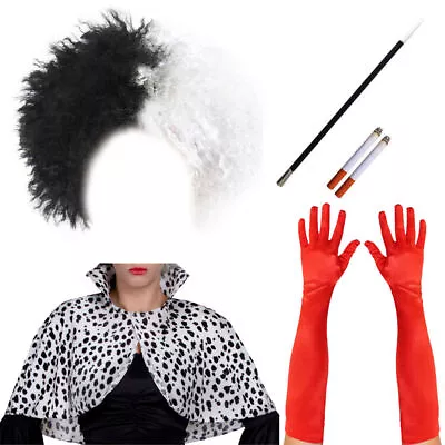 Dalmatian Cape Wig Gloves Cigarette Holder Fancy Dress Halloween Costume Movie • £15.99