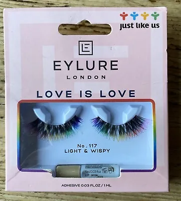 New - Eylure False Eye Lashes - No 117 Light & Wispy - Pride Colours - Free P&P • £5