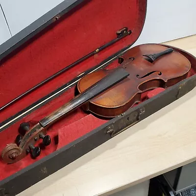 Antique Violin Antonius Stradivarius Copy Aubert France Bow & Original GSB Case. • $299.95