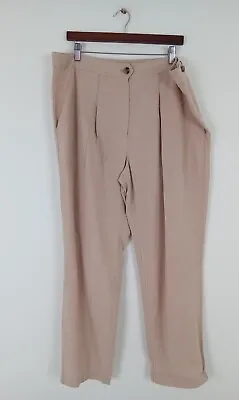 M&S Per Una Trousers Pale Pink Linen Blend Tapered Ankle Grazers NEW F2 • £9.99