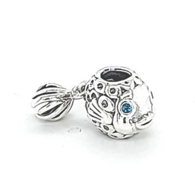 $49 • Buy New Genuine Pandora Blue Topaz Eyes Splash Happy Angel Fish Silver Charm #791108