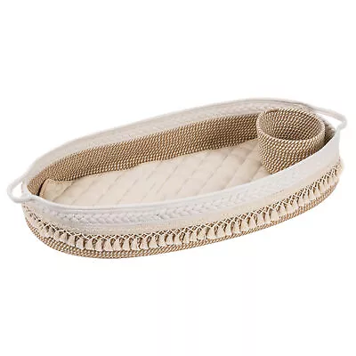 Baby Changing Basket Handmade Woven Cotton Rope Moses Basket (Beige&Brown) • $63