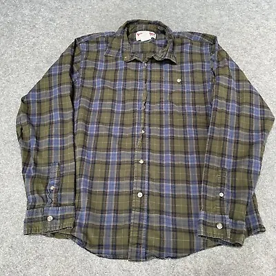 WRANGLER Shirt Mens Medium Green Long Sleeve Check Casual Plaid Outdoor (11533)* • £4.99