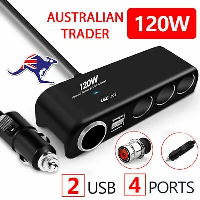 4 Way Splitter Multi Socket Car Cigarette Lighter 12V 24V USB Charger Adapter AU • $12.49