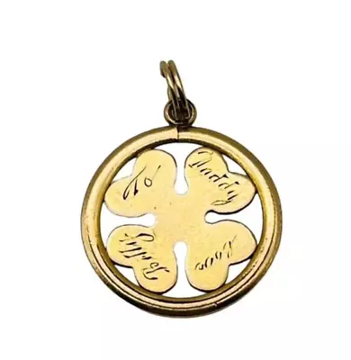 Beautiful Vintage Solid 14k Yellow Gold Clover Shamrock Charm Pendant! • $192.16