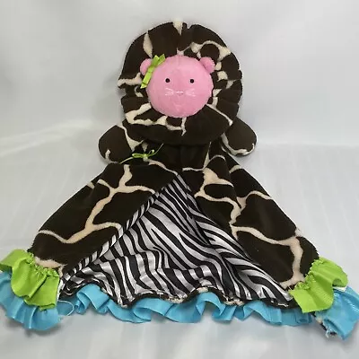 Mud Pie Lion Lovey Blanket 16  Giraffe Plush Zebra Satin Minky Soft Security • $54.99