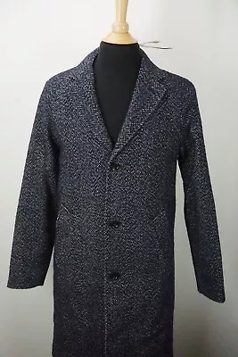 J. Crew Ludlow Topcoat Wool Blend Herringbone Navy Blue Gray Jacket Sz 36 NEW • $179.99