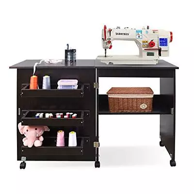 Usinso Folding Sewing Table Multifunctional Sewing Machine Cart Table Sewing ... • $166.14