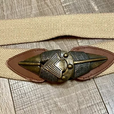 Vtg WESTERN TRIBAL Omega Arrow Head Belt Stretch Womens Pewter Medium MONTANA • $25.70