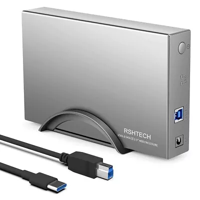 RSHTECH USB Hard Drive Enclosure USB C To 3.5 Inch SATA HDD Caddy Aluminum • £16