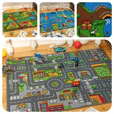 Kids Playmat Classic Village Town Farmyard Theme Mats Toddler Gift Idea 95x133cm • £19.95